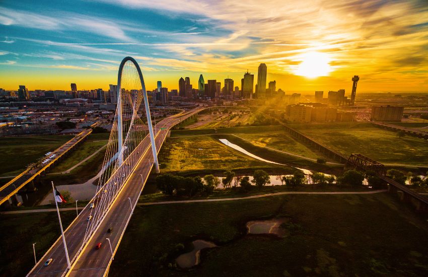 Dallas Texas sunset cityview