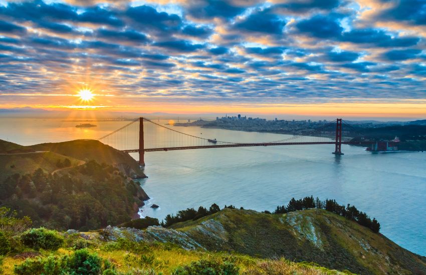 San Francisco Sunrise view over bridge